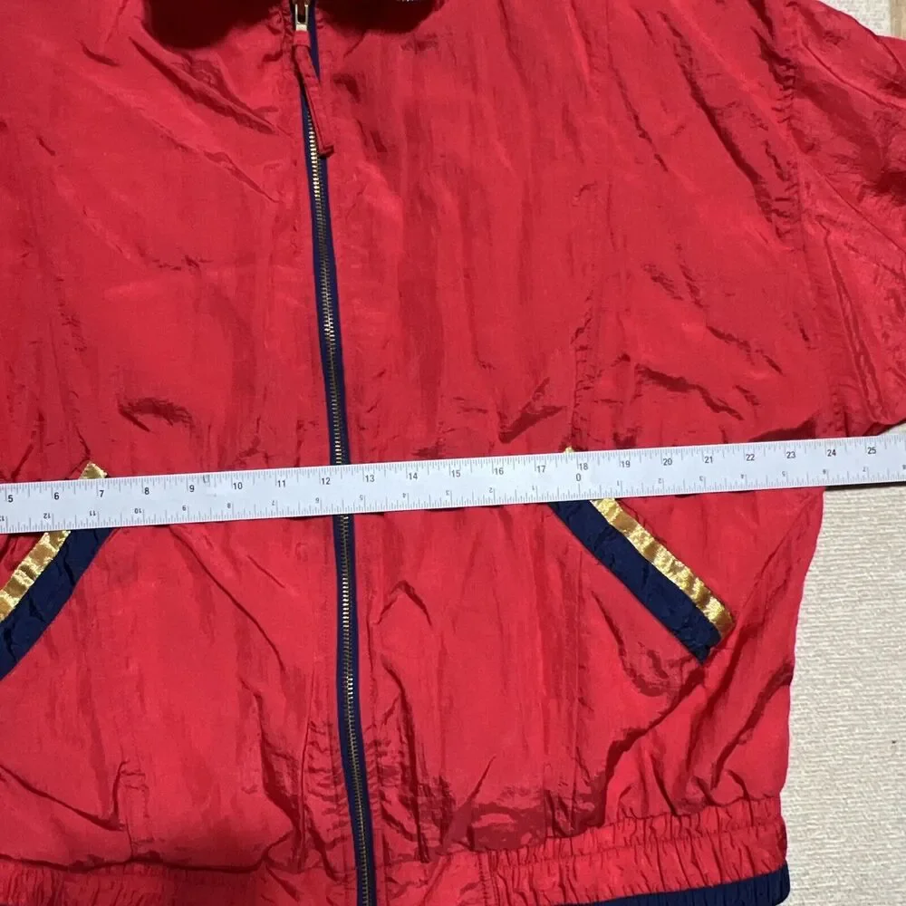 VINTAGE R.E. Sport Windbreaker Jacket Adult XL Red Shoulder Pads Nylon 80s 90s